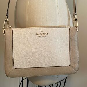 Kate Spade Leather Two Tone Winter White Cross Body Bag